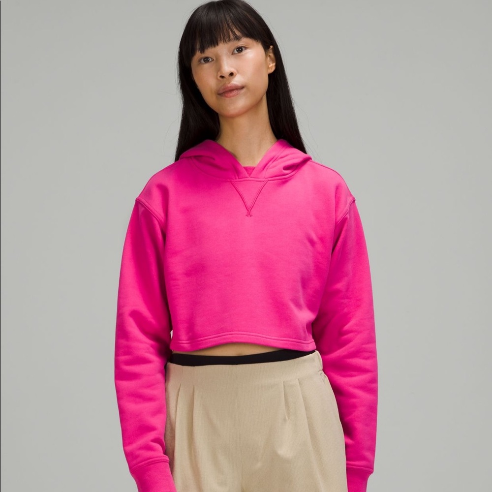 lululemon all yours cropped hoodie in sonic pink